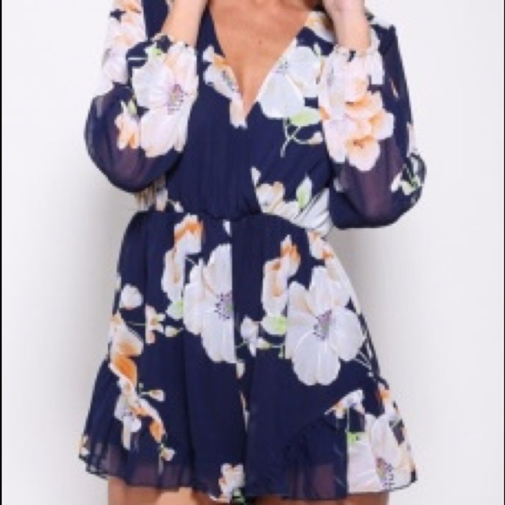 Navy floral romper
